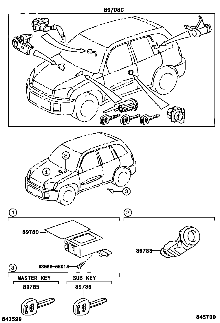 Toyota RAV4 防盗装置 EPC diagram — 845700