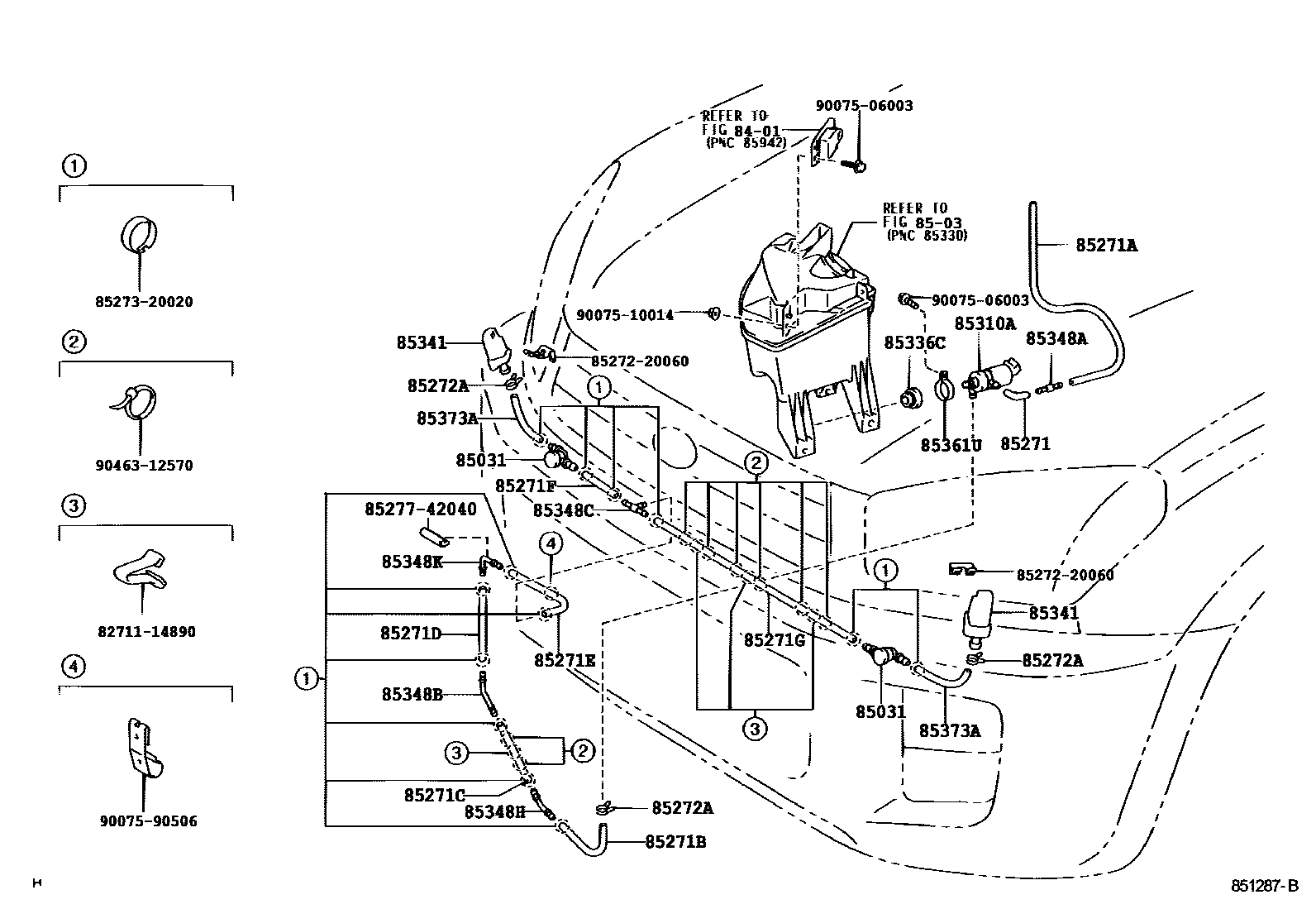 Toyota RAV4 前大灯清洗器 EPC diagram — 851287B