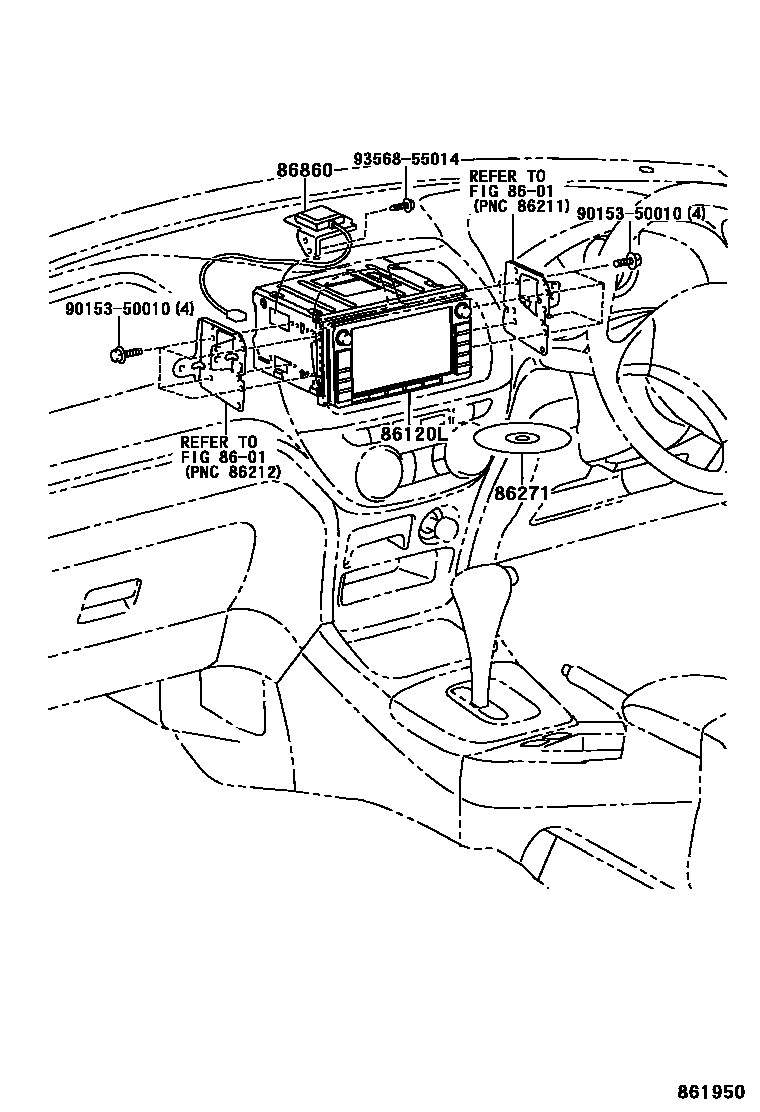 Toyota RAV4 导航和前监视器显示屏 EPC diagram — 861950