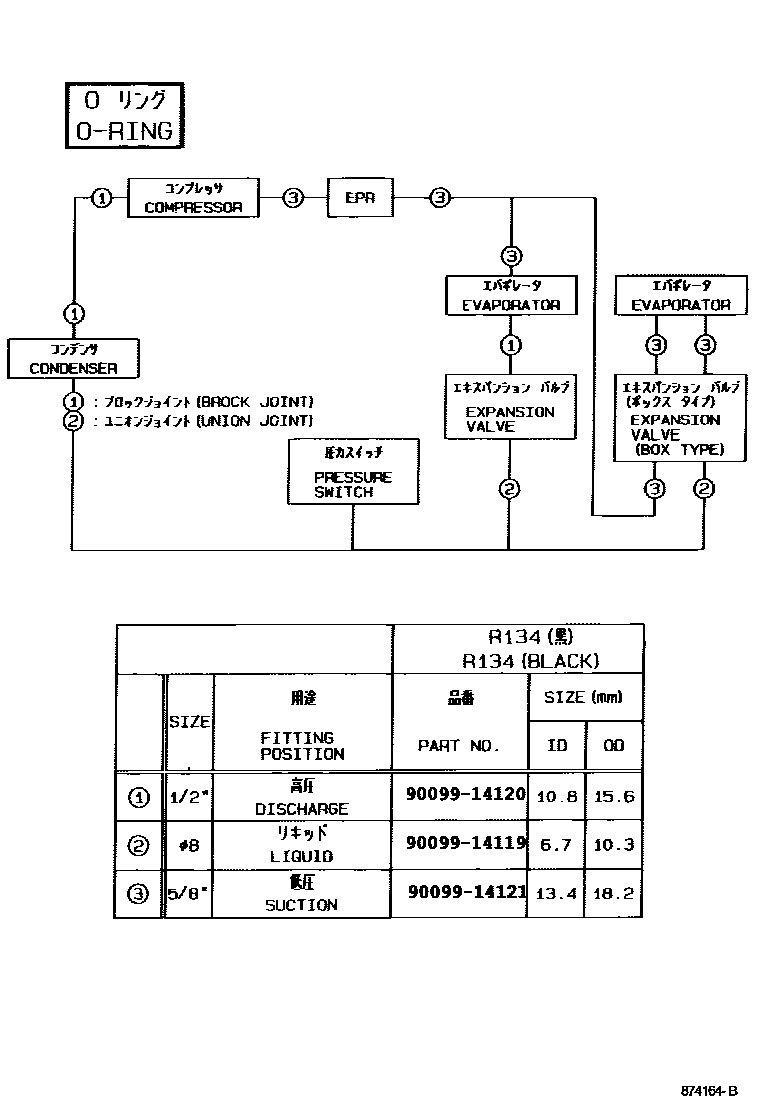 Toyota RAV4 暖风和空调系统 - 冷却器组件 EPC diagram — 874164B