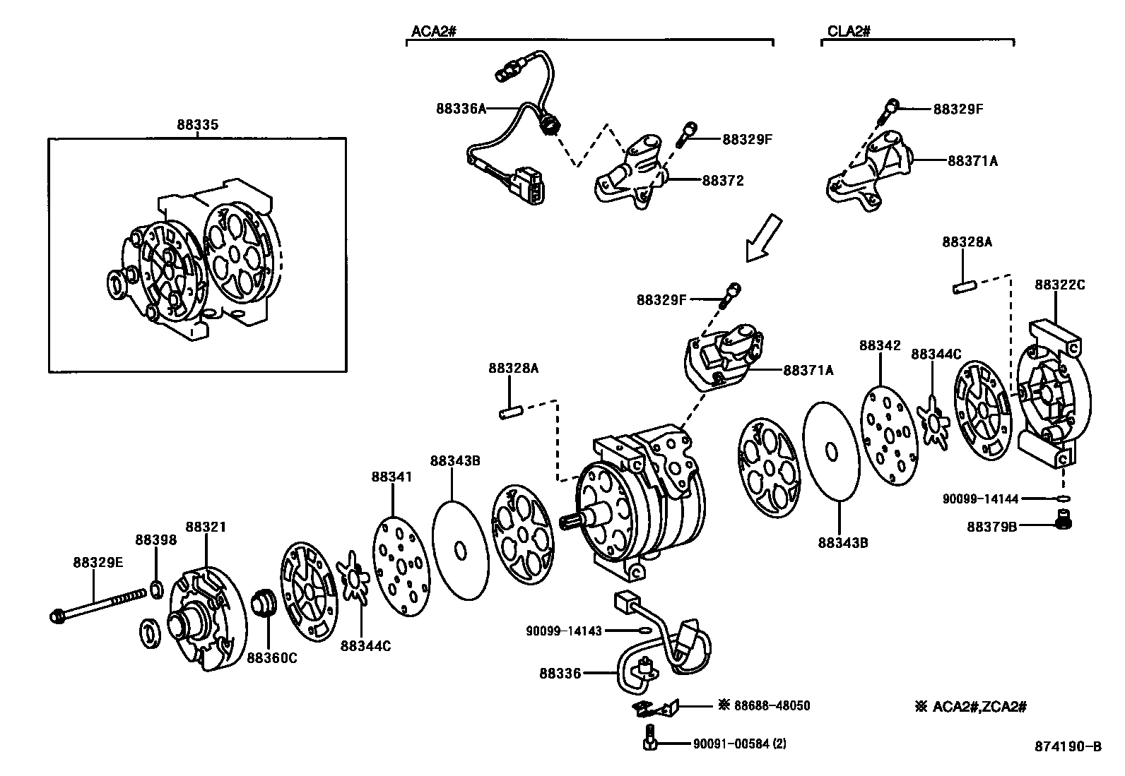 Toyota RAV4 Heating & Air Conditioning - Compressor EPC diagram — 874190B