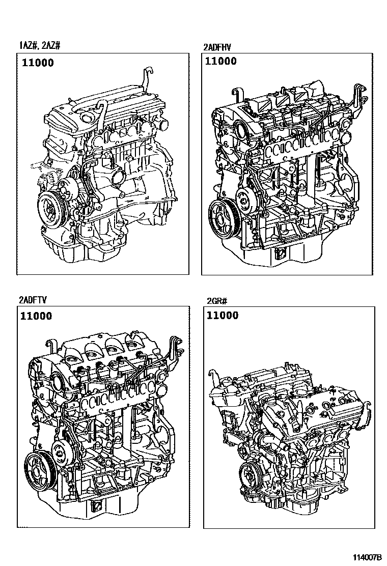 Toyota RAV4 Partial Engine Assembly EPC diagram — 114007B