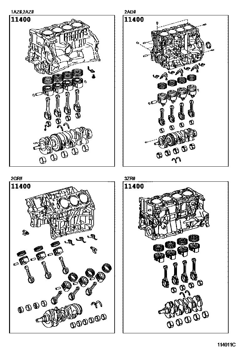 Toyota RAV4 Short Block Assembly EPC diagram — 114011C