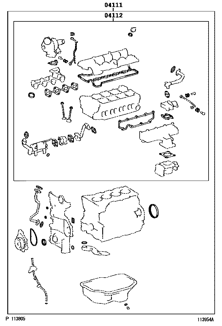Toyota RAV4 Engine Overhaul Gasket Kit EPC diagram — 113954A