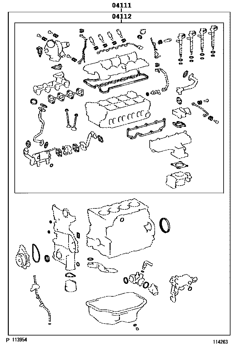 Toyota RAV4 Engine Overhaul Gasket Kit EPC diagram — 114263