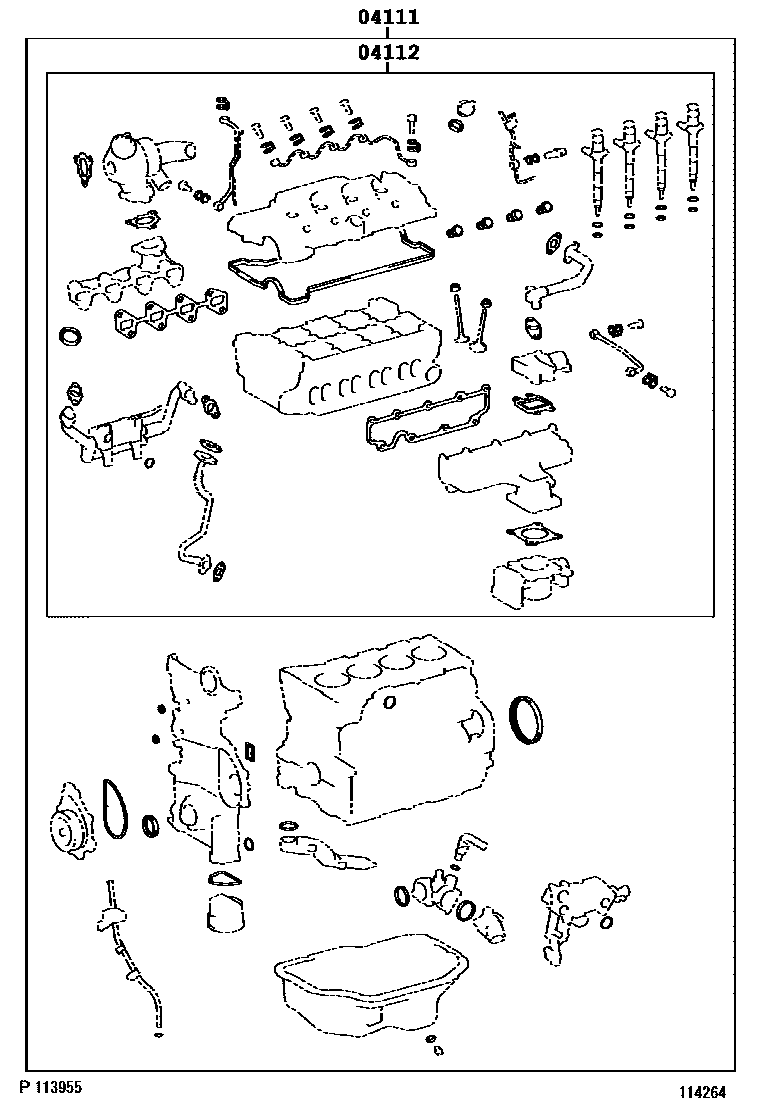 Toyota RAV4 Engine Overhaul Gasket Kit EPC diagram — 114264