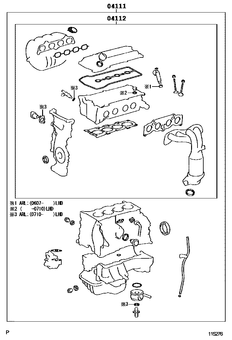 Toyota RAV4 Engine Overhaul Gasket Kit EPC diagram — 115276