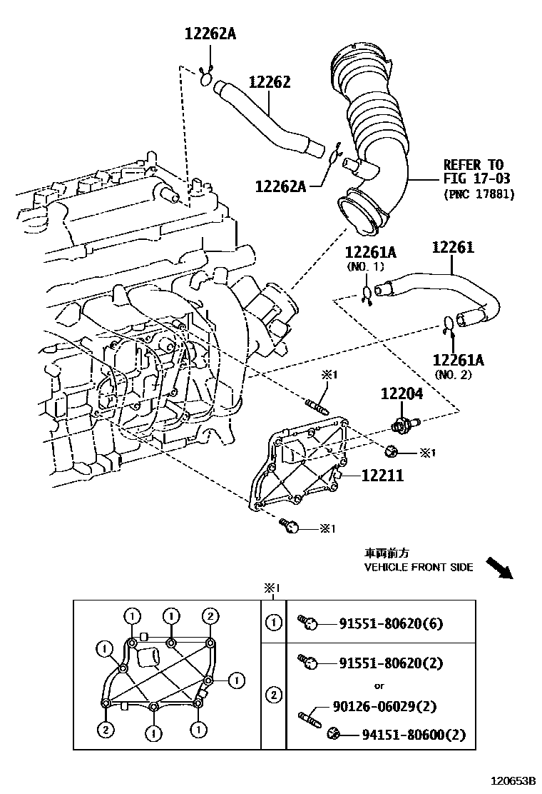 Toyota RAV4 Ventilation Hose EPC diagram — 120653B