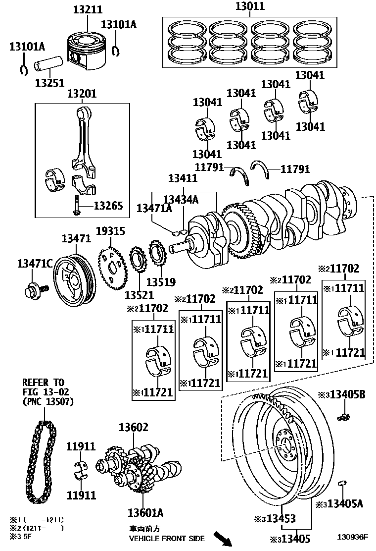 Toyota RAV4 Crankshaft & Piston EPC diagram — 130936F