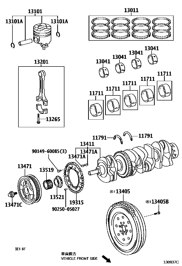 Toyota RAV4 Crankshaft & Piston EPC diagram — 130937C