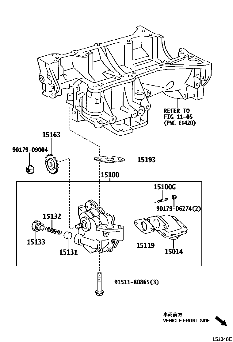 Toyota RAV4 Engine Oil Pump EPC diagram — 151048E