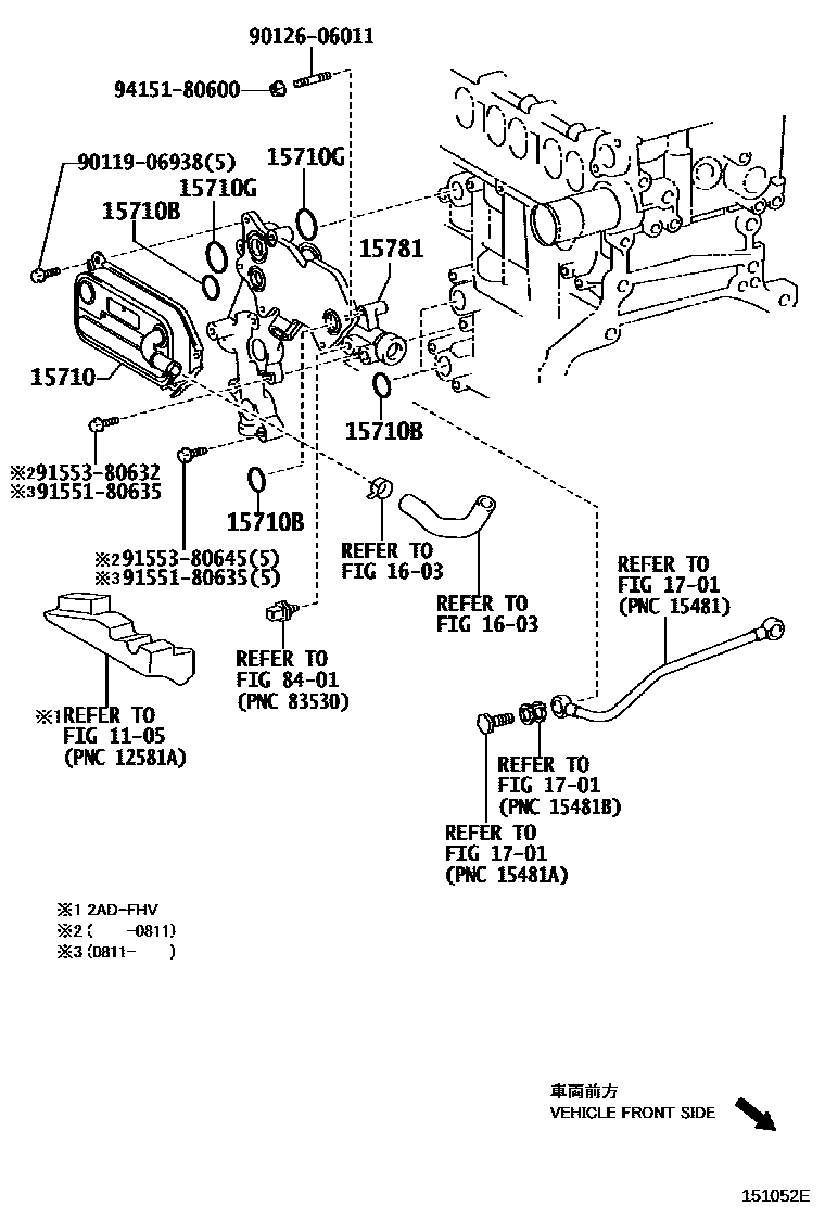 Toyota RAV4 Engine Oil Cooler EPC diagram — 151052E