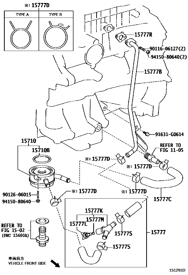 Toyota RAV4 Engine Oil Cooler EPC diagram — 151291D