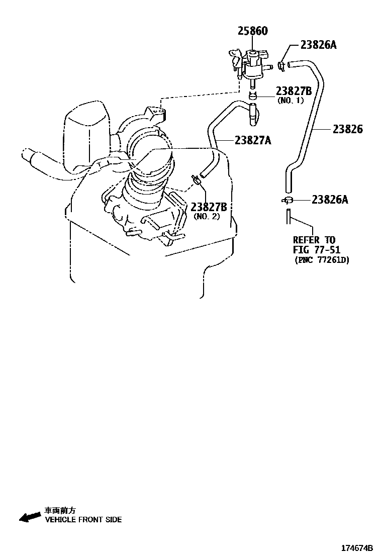 Toyota RAV4 vacuum tube EPC diagram — 174674B
