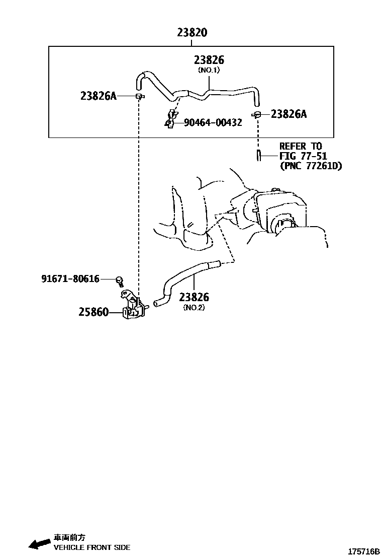 Toyota RAV4 vacuum tube EPC diagram — 175716B