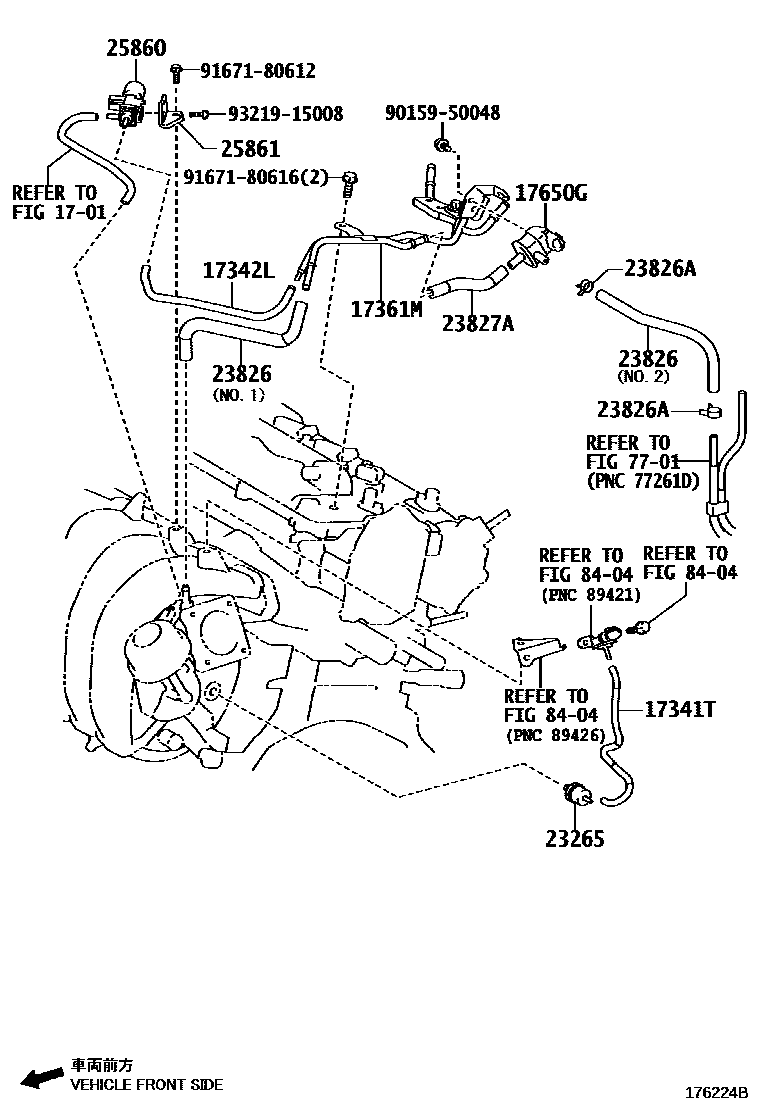 Toyota RAV4 vacuum tube EPC diagram — 176224B