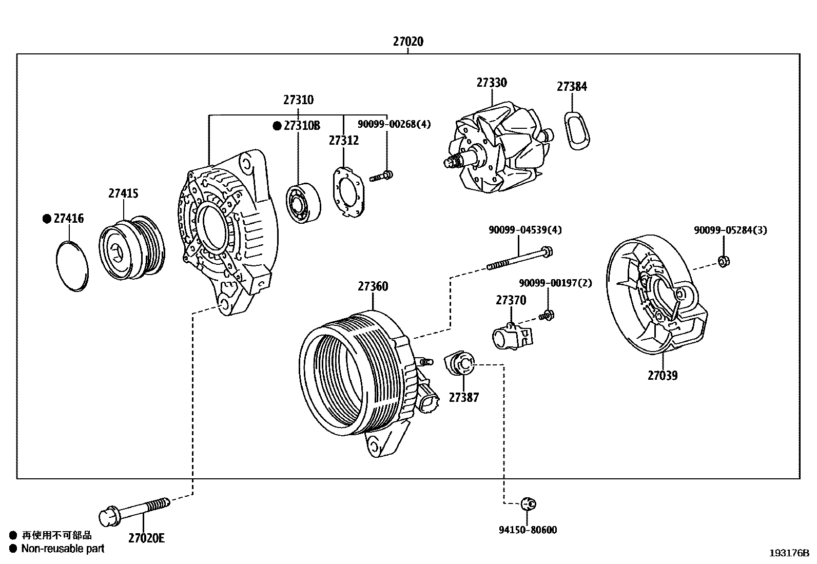 Toyota RAV4 Alternator EPC diagram — 193176B