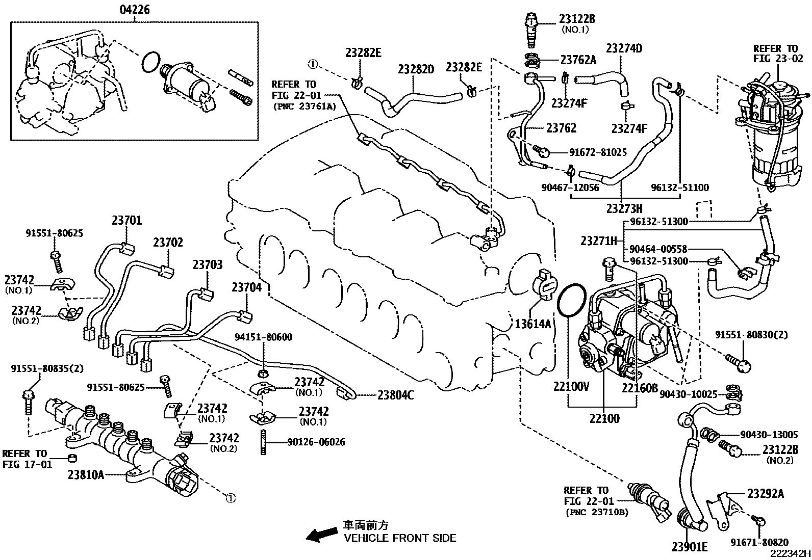 Toyota RAV4 喷油泵总成 EPC diagram — 222342H