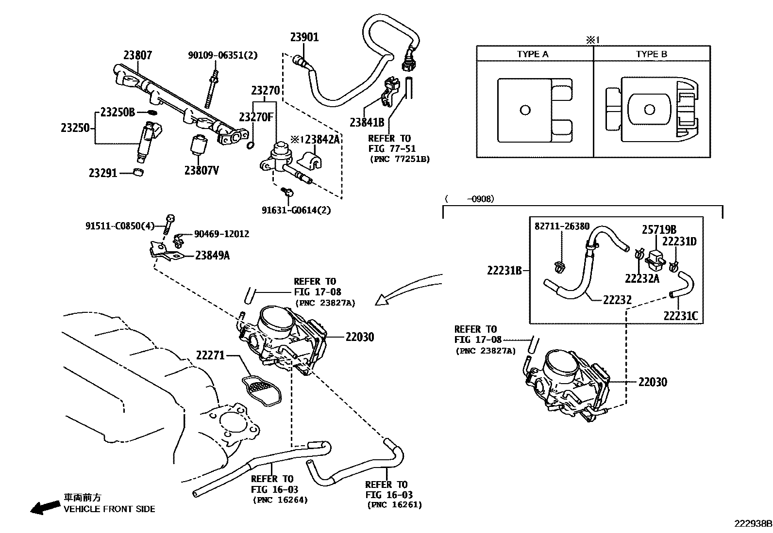 Toyota RAV4 燃油喷射系统 EPC diagram — 222938B