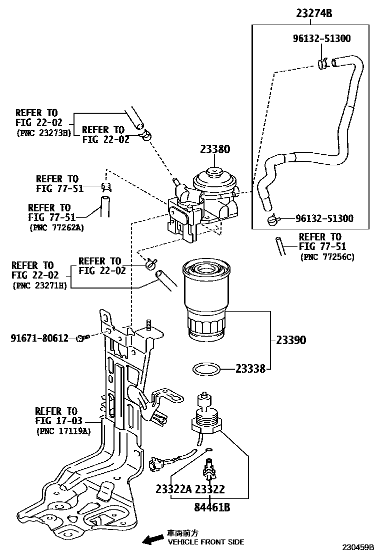 Toyota RAV4 fuel filter EPC diagram — 230459B