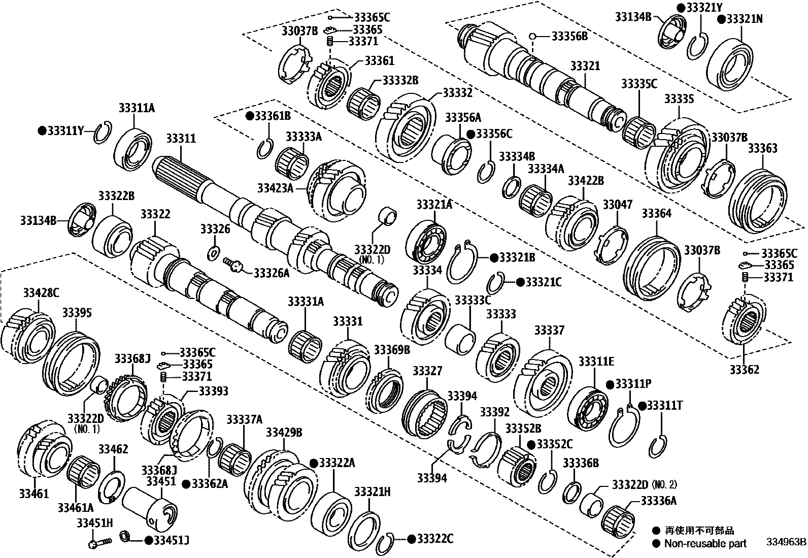 Toyota RAV4 变速器齿轮(MTM) EPC diagram — 334963B