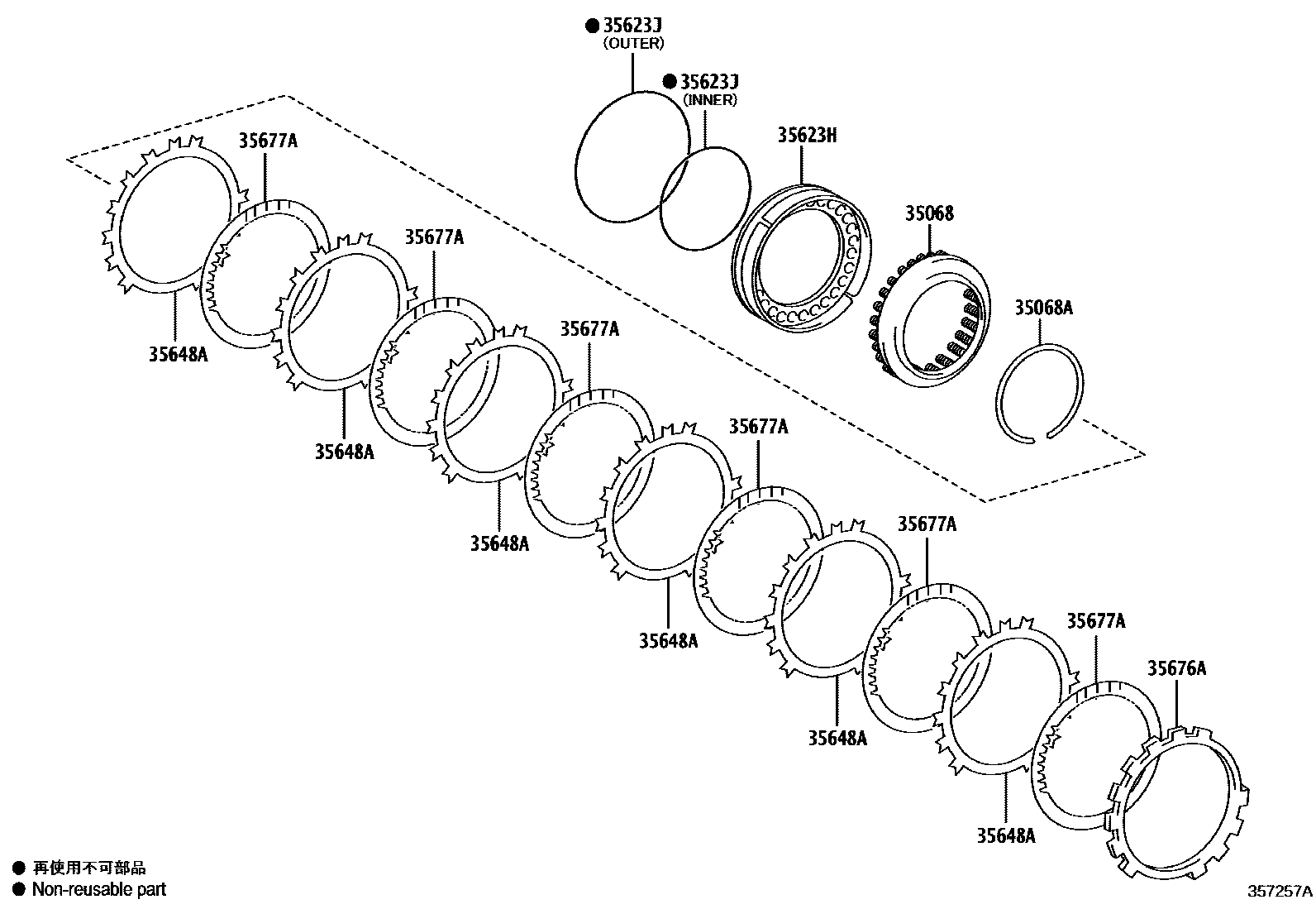 Toyota RAV4 3号制动器、一档和倒档制动器(ATM) EPC diagram — 357257A