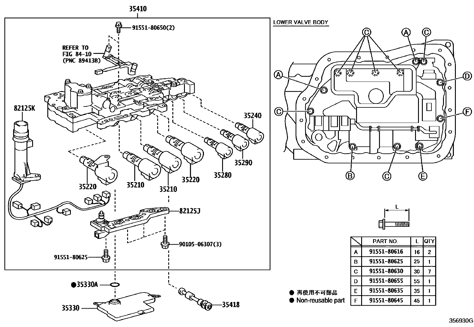 Toyota RAV4 阀体和滤油网(ATM) EPC diagram — 356930G