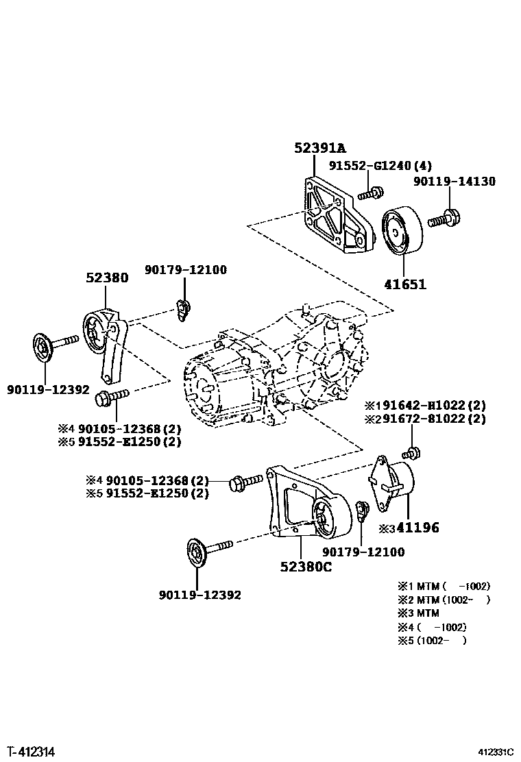 Toyota RAV4 后桥壳和差速器 EPC diagram — 412331C