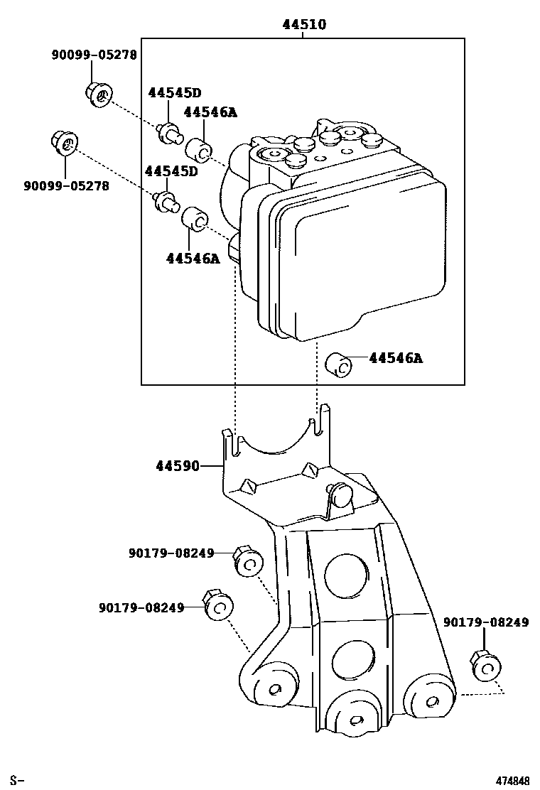 Toyota RAV4 制动配管和卡箍 EPC diagram — 474848