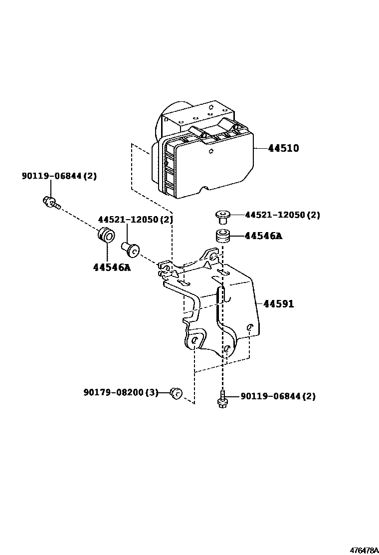 Toyota RAV4 制动配管和卡箍 EPC diagram — 476478A