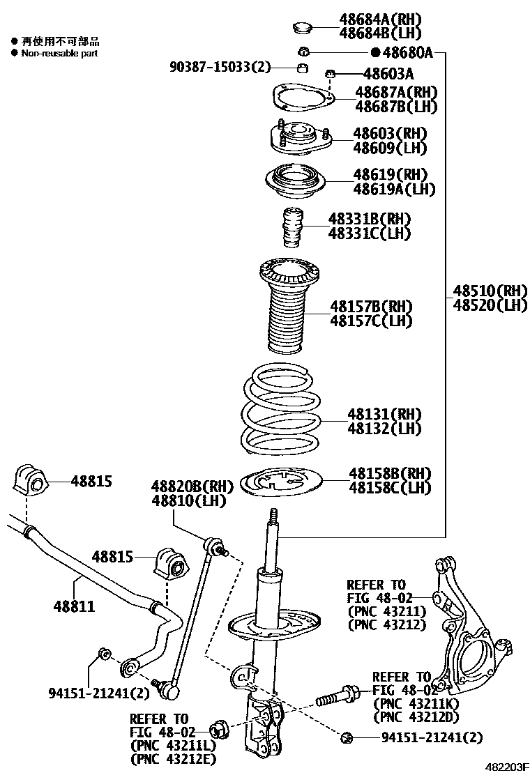 Toyota RAV4 Front Spring & Shock Absorber EPC diagram — 482203F