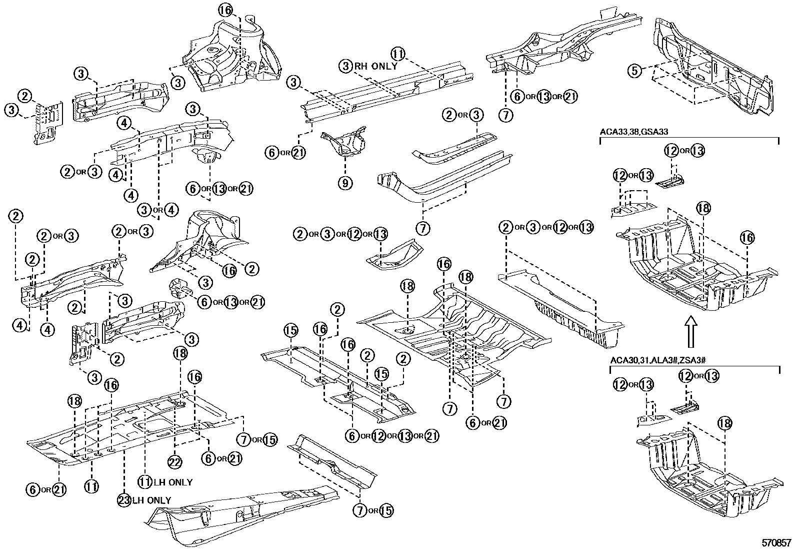 Toyota RAV4 hole plug EPC diagram — 570857