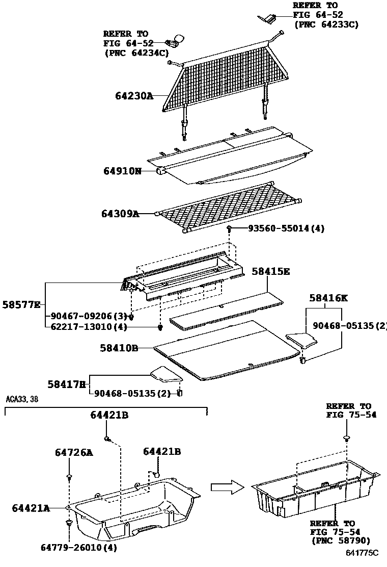 Toyota RAV4 底板和底板装饰罩 EPC diagram — 641775C