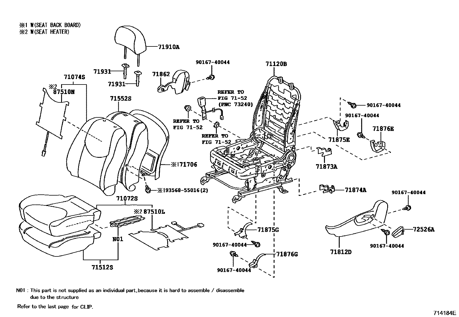 Toyota RAV4 座椅和座椅滑轨 EPC diagram — 714184E