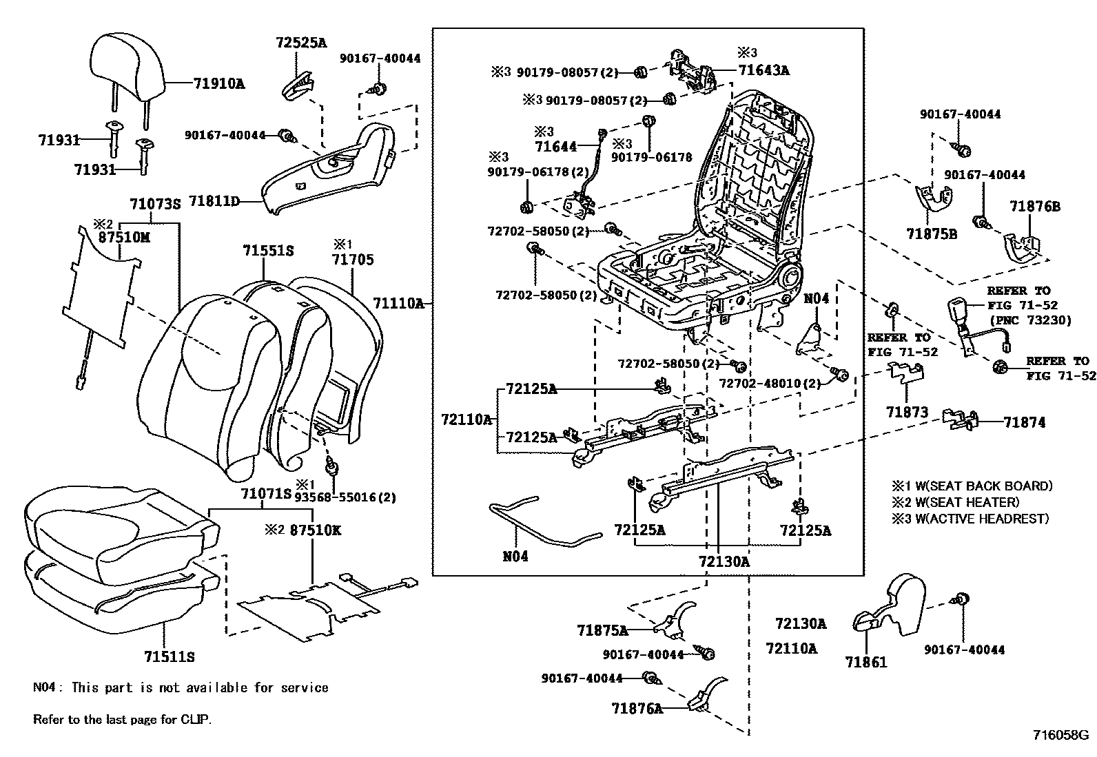 Toyota RAV4 座椅和座椅滑轨 EPC diagram — 716058G