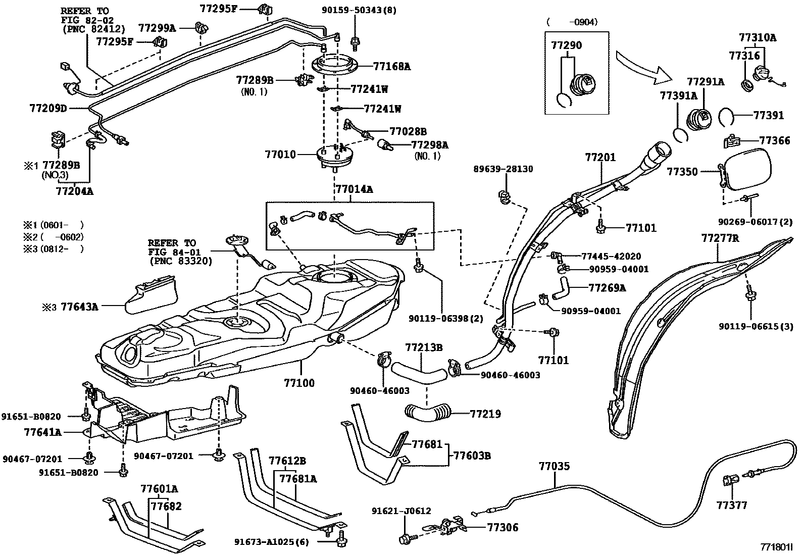Toyota RAV4 燃油箱和燃油管 EPC diagram — 771801I