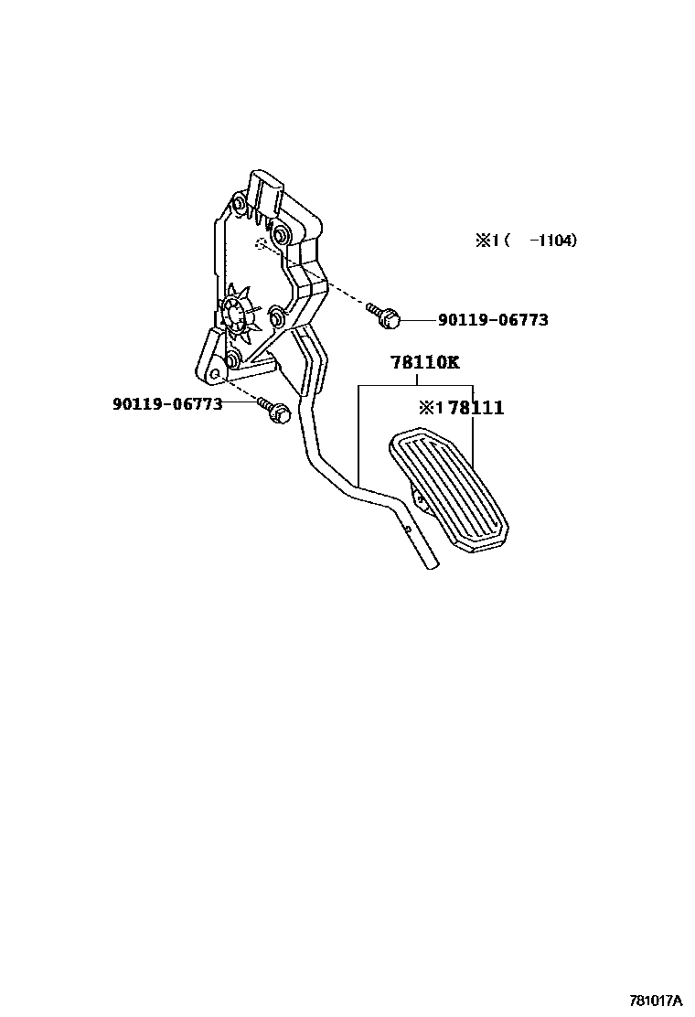Toyota RAV4 accelerator pedal connecting rod EPC diagram — 781017A
