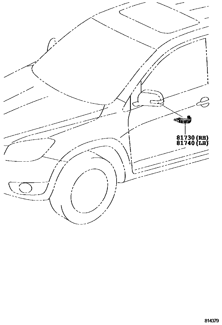 Toyota RAV4 Side Turn Signal & Outer Mirror Lamp EPC diagram — 814379