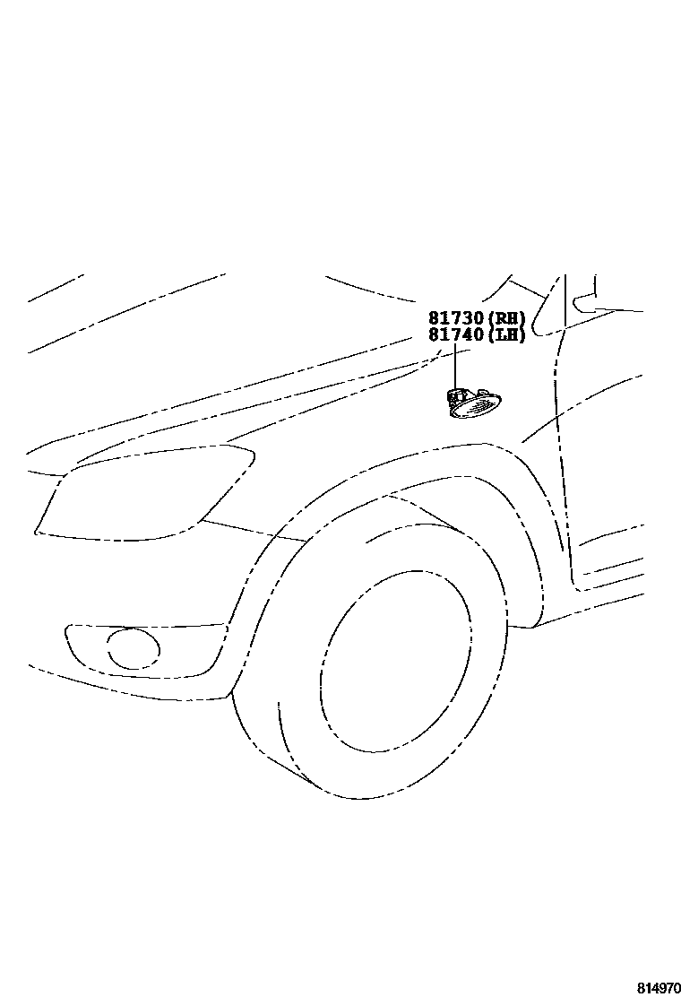 Toyota RAV4 Side Turn Signal & Outer Mirror Lamp EPC diagram — 814970