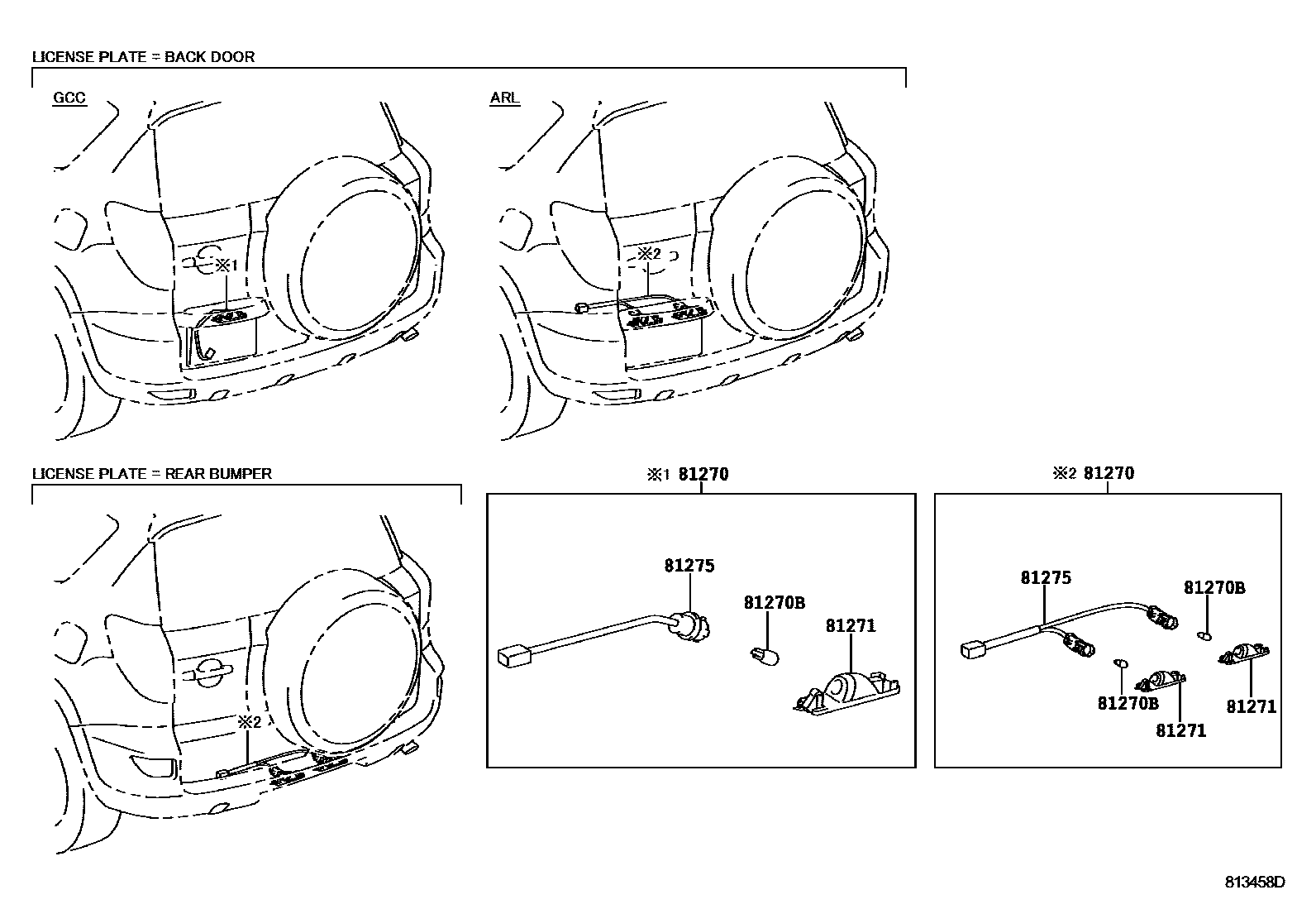 Toyota RAV4 后牌照灯 EPC diagram — 813458D