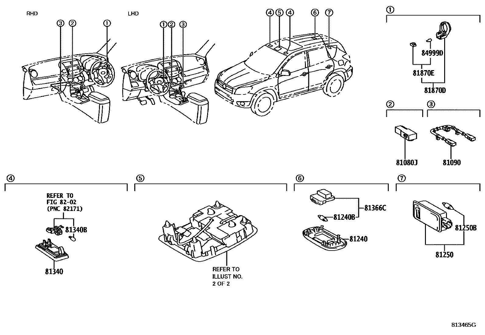 Toyota RAV4 车内灯 EPC diagram — 813465G