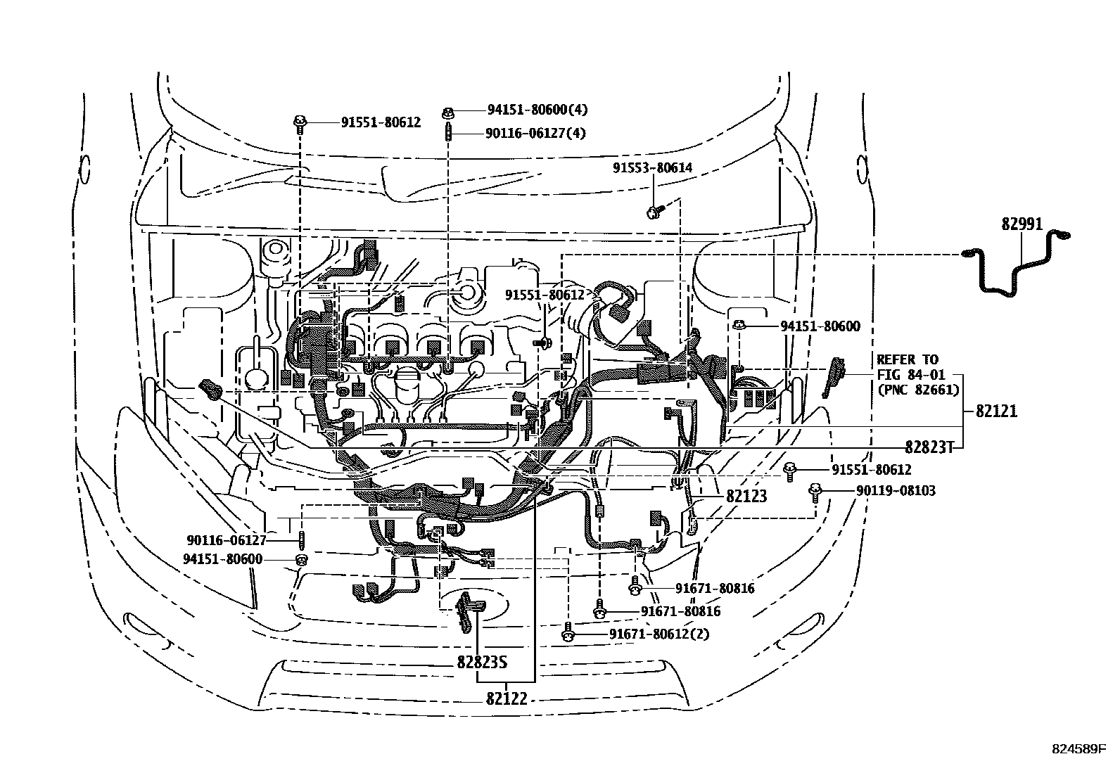 Toyota RAV4 线束和卡夹 EPC diagram — 824589F