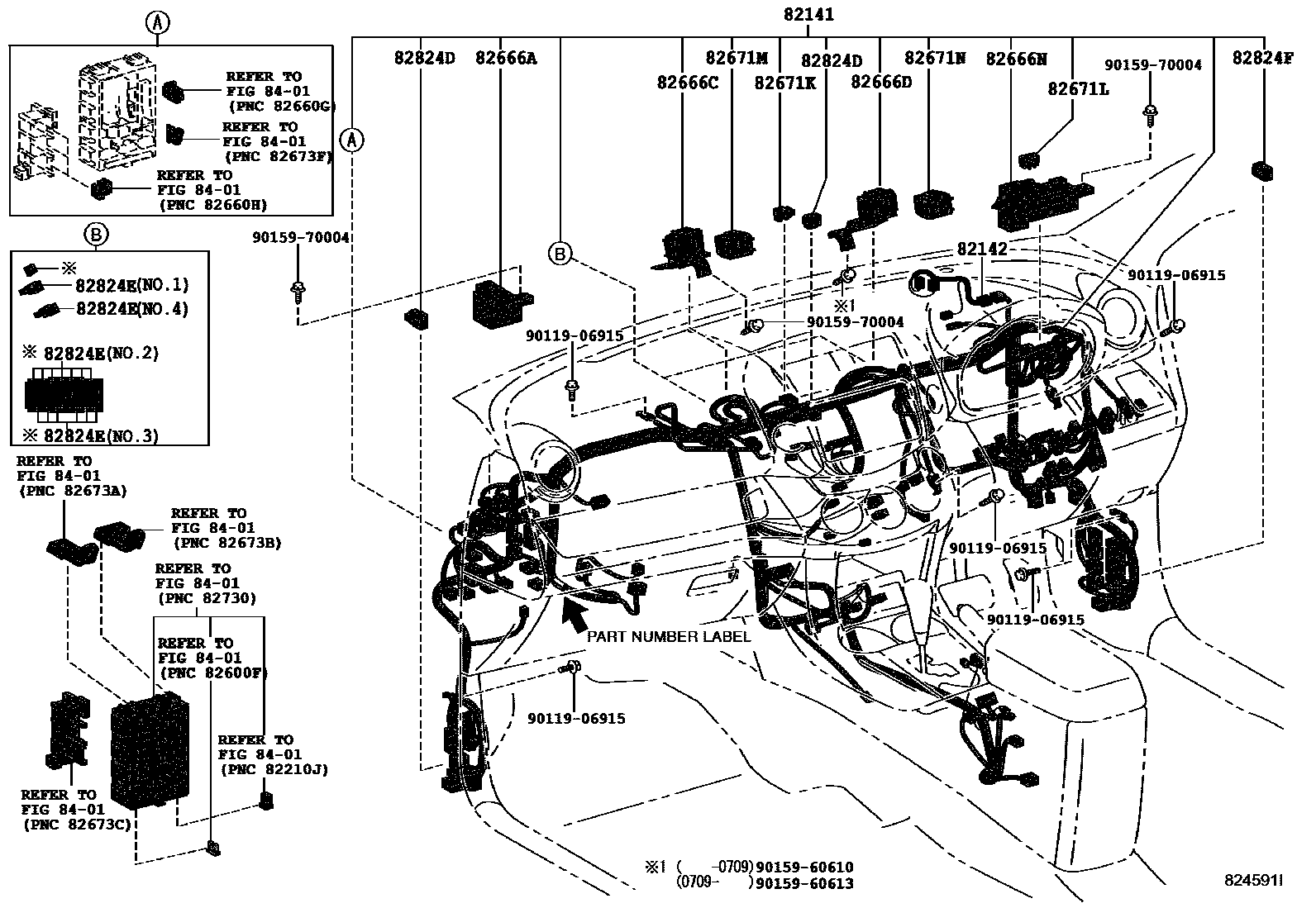 Toyota RAV4 线束和卡夹 EPC diagram — 824591I