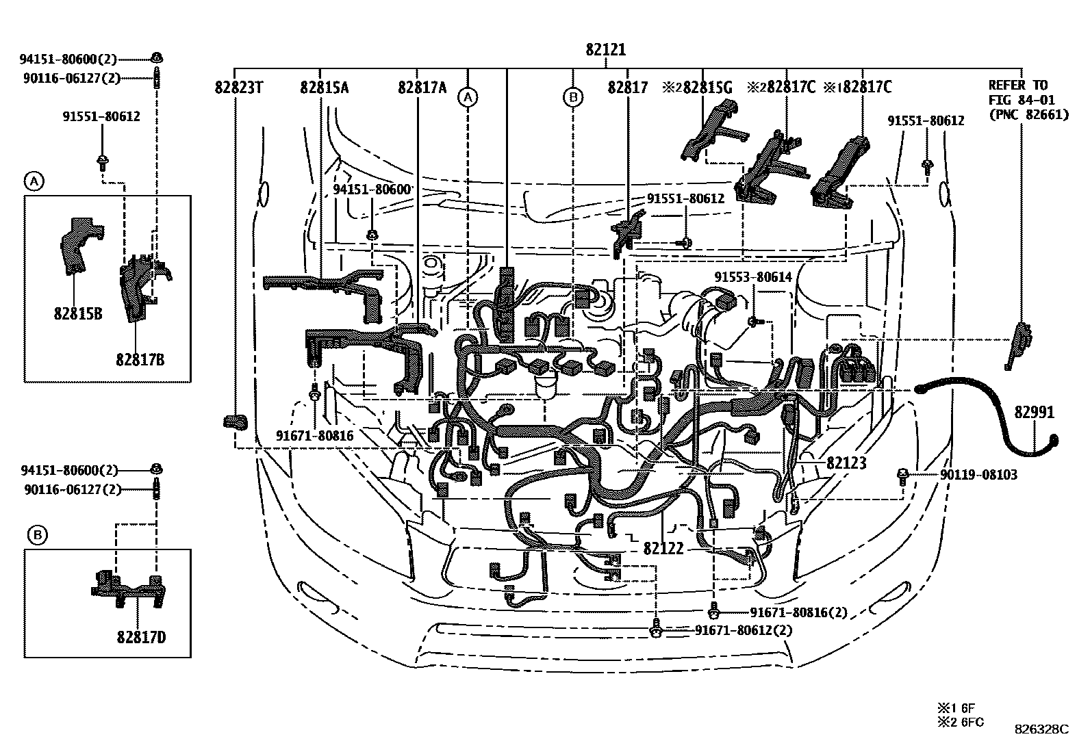 Toyota RAV4 线束和卡夹 EPC diagram — 826328C