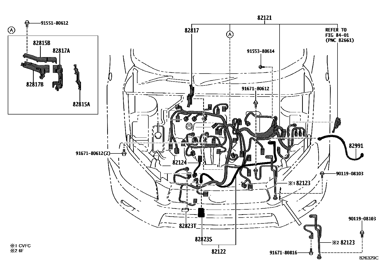 Toyota RAV4 线束和卡夹 EPC diagram — 826329C