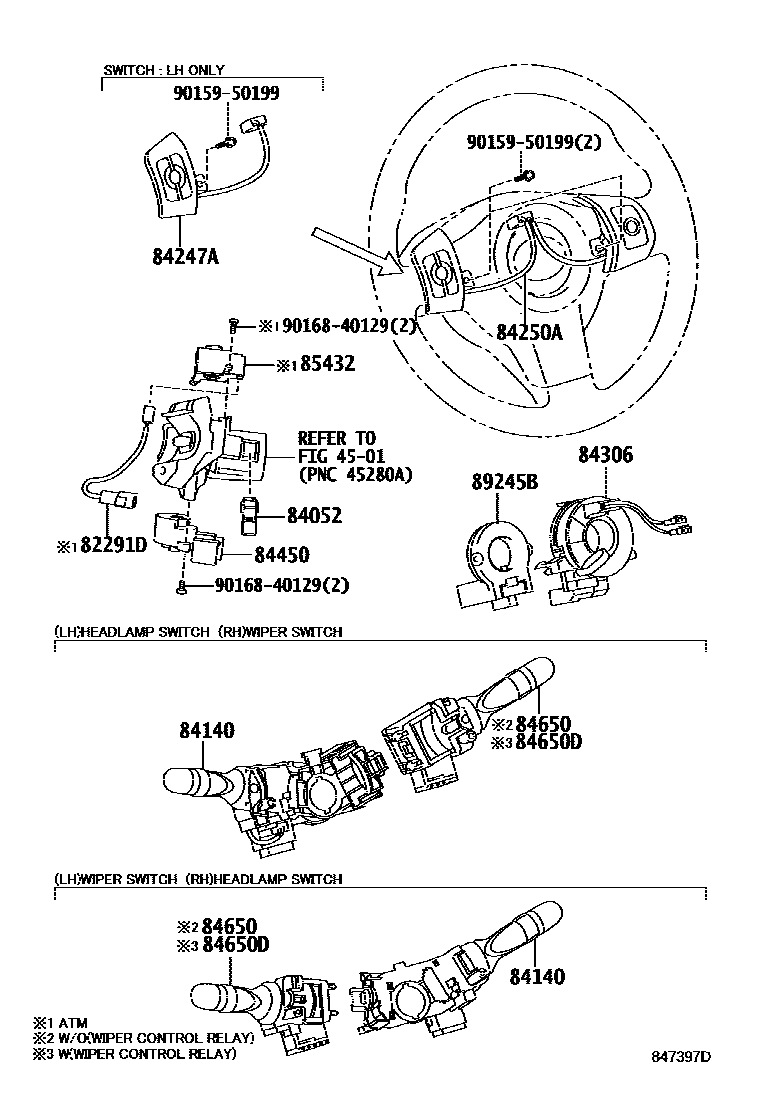 Toyota RAV4 开关和继电器和ECU EPC diagram — 847397D