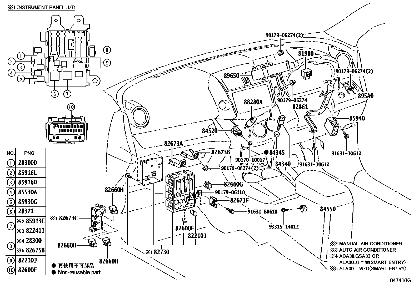 Toyota RAV4 开关和继电器和ECU EPC diagram — 847410G
