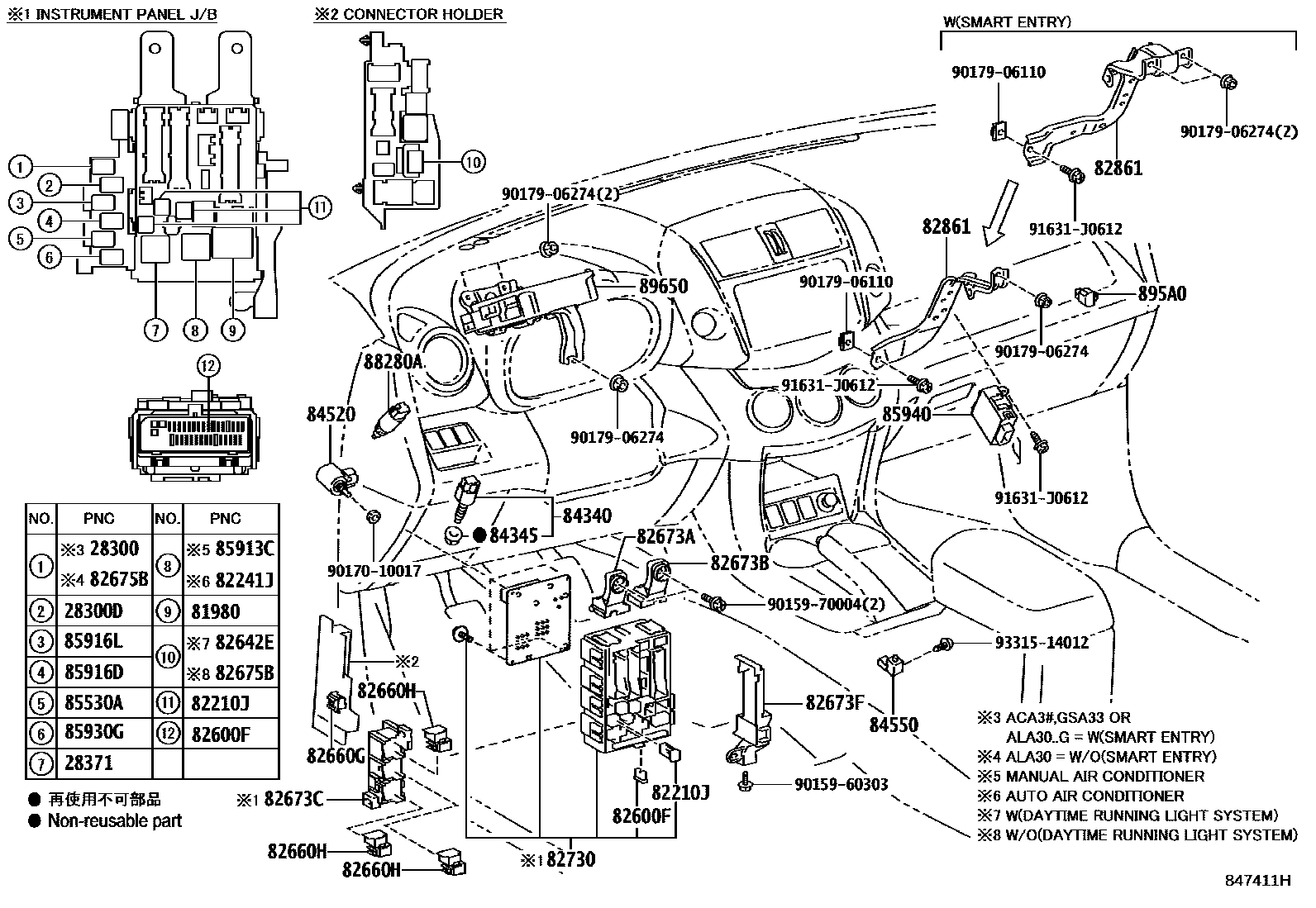 Toyota RAV4 开关和继电器和ECU EPC diagram — 847411H