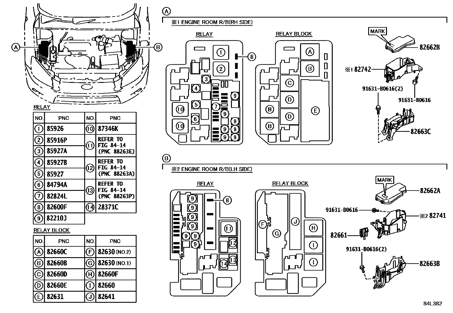 Toyota RAV4 开关和继电器和ECU EPC diagram — 84L382