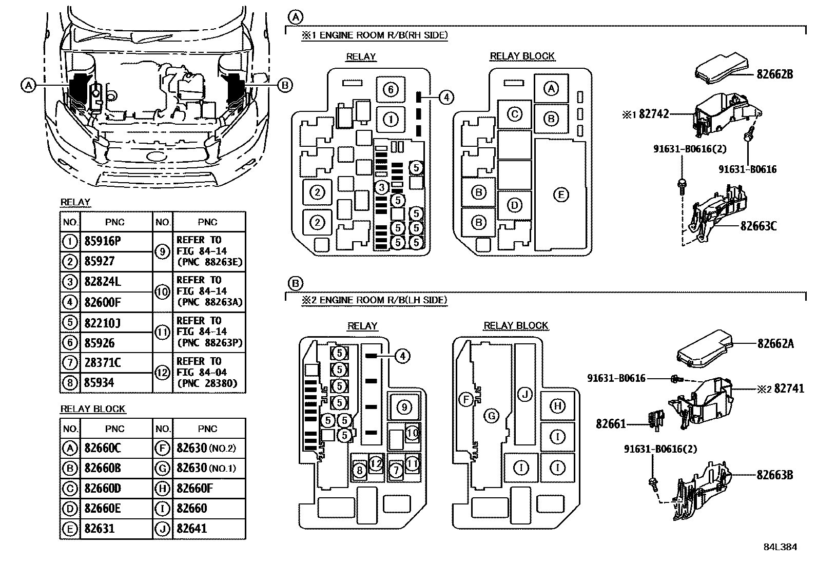 Toyota RAV4 开关和继电器和ECU EPC diagram — 84L384